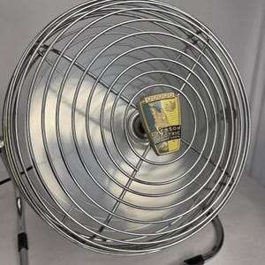VTG 50s Emerson Seabreeze Industrial Fan Model 8250-B 10" Turquoise Silver Works image 8
