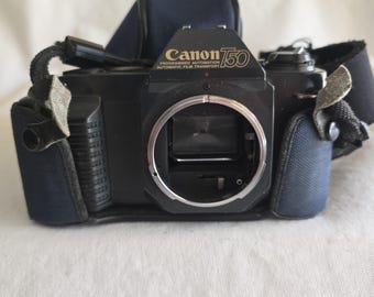 Canon T50 35mm SLR Film Camera Body w/ Original Ever-ready Snout Camera Case