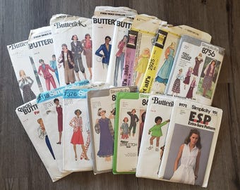 Lot Of 15 Vintage 1970s Sewing Patterns. Uncut. Most Womens Size 6 & 8 Small Med