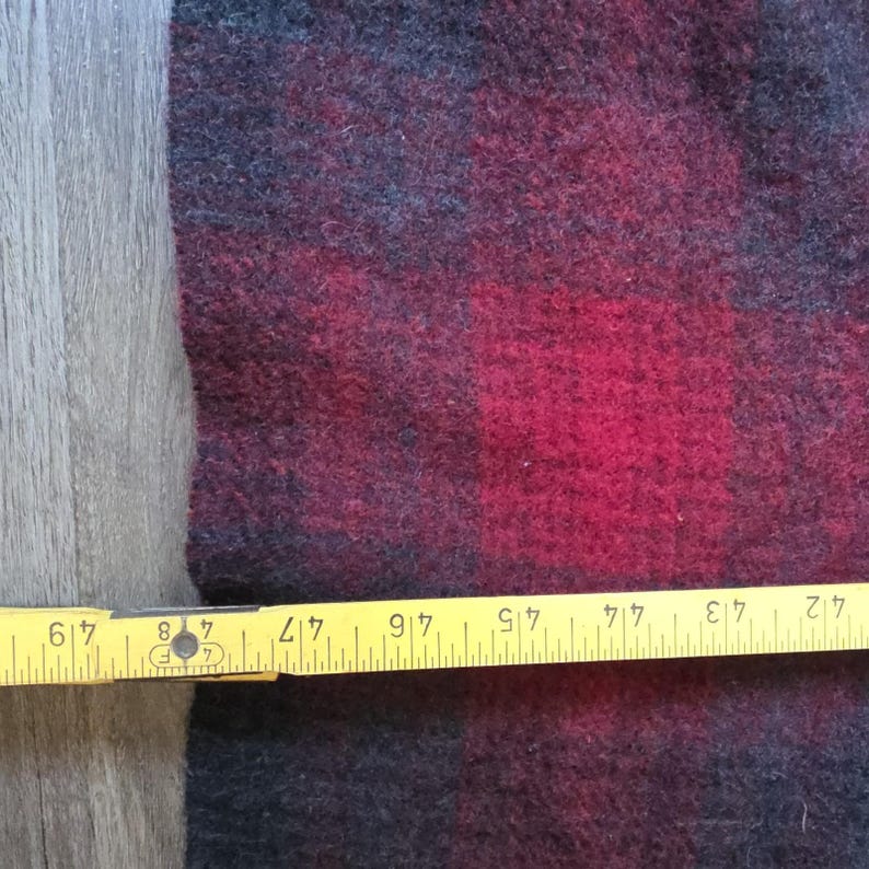 VTG Pendleton Wool Stadium Blanket Tartan Plaid Red Black 48x60 + Fringe 30s-50s image 4