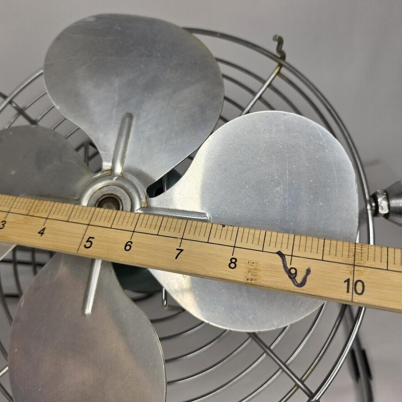 VTG 50s Emerson Seabreeze Industrial Fan Model 8250-B 10" Turquoise Silver Works image 12