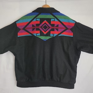 VTG Pendleton High Grade Western Wear Wool L USA Aztec Native Bomber Jacket