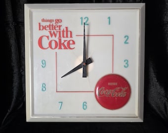 60's Coca Cola Electric Wall Clock Sign Things Go Better With Coke Hanover READ