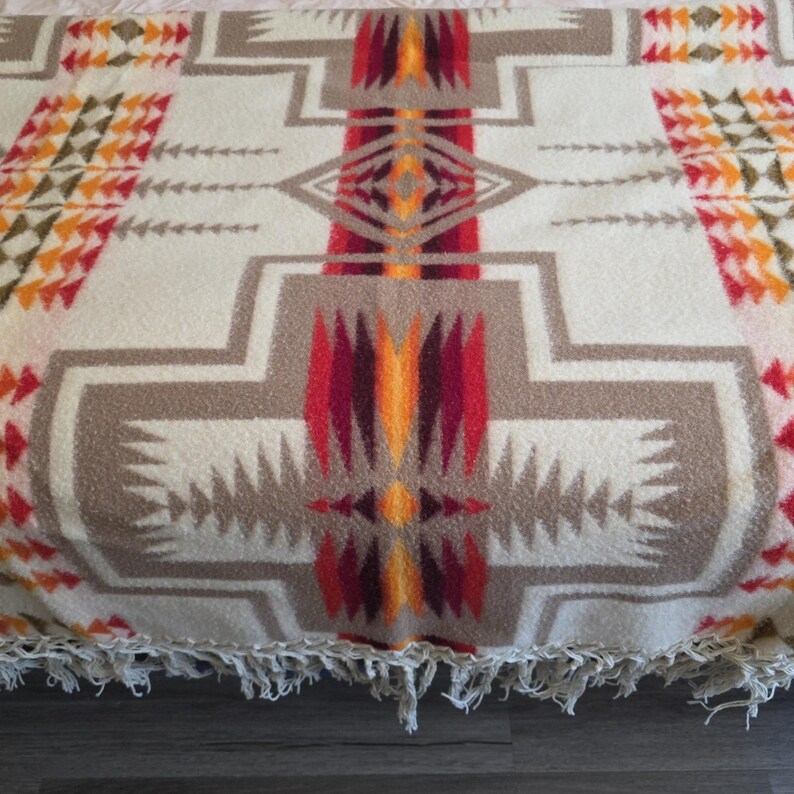 Beaver State Pendleton Harding Wool Blanket USA 68" X 68" Shawl Reversible EUC image 12