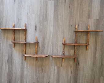 VTG Multi Configuration Spindle Wood Wall Shelves Knick Knack Display Cottage