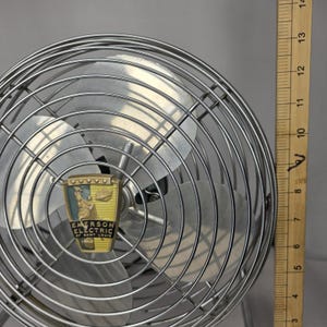 VTG 50s Emerson Seabreeze Industrial Fan Model 8250-B 10" Turquoise Silver Works image 10
