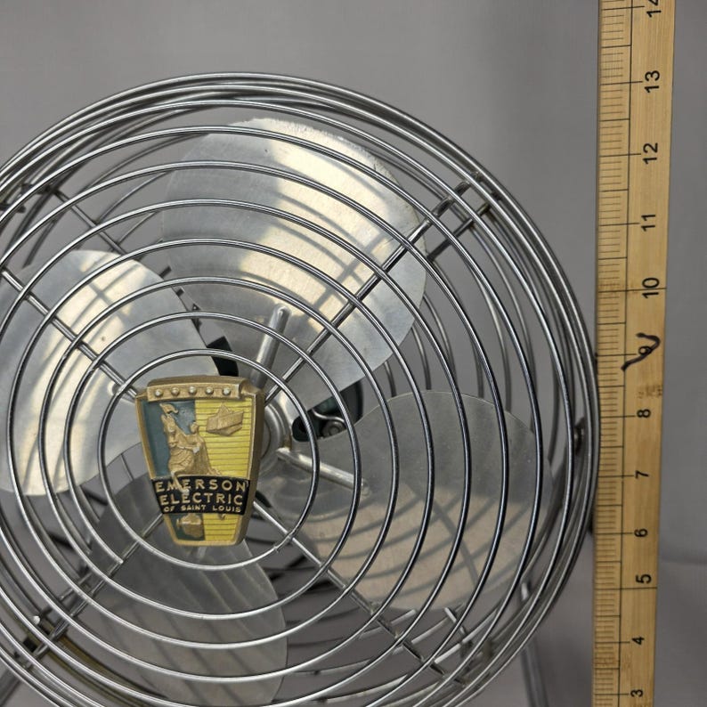 VTG 50s Emerson Seabreeze Industrial Fan Model 8250-B 10" Turquoise Silver Works image 10