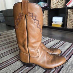 Stivali da cowboy western vintage The Sanders Boot Maker, marroni, taglia 12B, stretti, 243 5-94 3C