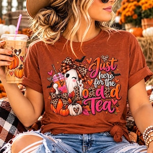 Loaded Tea Cute Ghost Pumpkin Leopard Autumn Tee