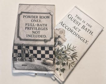 Juego de toallas divertidas para el baño de invitados, con las reglas del baño, toallas de mano de microfibra (juego de 2).