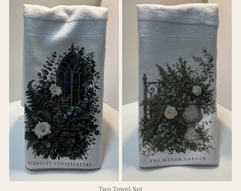 Juego de toallas de microfibra Gothic Garden, Midnight Conservatory, Manor Garden (juego de 2)