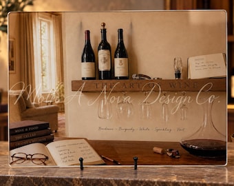 Tabla de cortar de cristal para amantes del vino, decoración para bar de vinos, guía de temperatura de servicio y decantación, regalo de inauguración para sumilleres