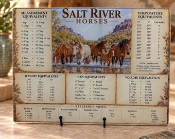 Tabla de cortar de vidrio con caballos de Salt River, tabla de conversión de cocina, decoración de cocina del oeste de Arizona