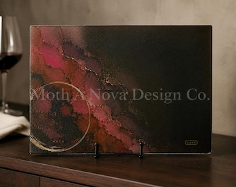 Tabla de cortar de vidrio texturizado, arte abstracto para la cocina y el vino, decoración de bar de lujo