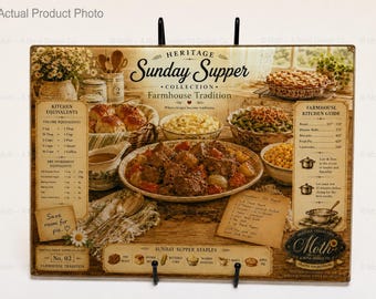 Tabla de cortar de vidrio para la cena del domingo, decoración de cocina rústica, receta de estofado (15 x 11)