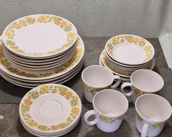 Noritake Progression Sunny Side China Assortment, Vintage Yellow Floral Mid Century Tableware