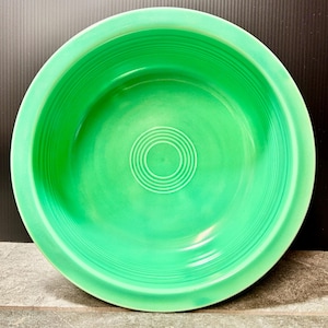 Vintage Fiesta 9.5" Round Vegetable Nappy Bowl – Original Green – 1930s Early Embossed Mark – Homer Laughlin China Co.