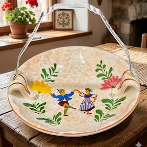 Vintage Alpine Peasant Ware Hand-Painted Serving Dish (1967)