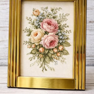 1980s Hollywood Regency Brass "Stepped" Picture Frame