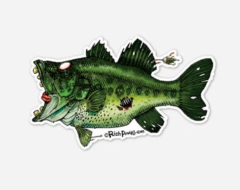 Largemouth Zombie Bass Vinyl Sticker!