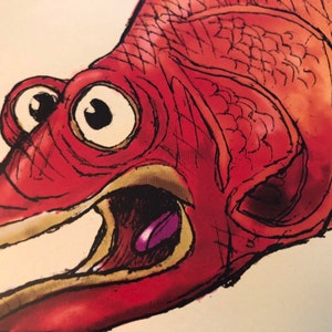 Red-Headed Screaming Snogfish signed print on bright paper using archival ink. 12X18. National Award Winning work by Rich Powell image 3