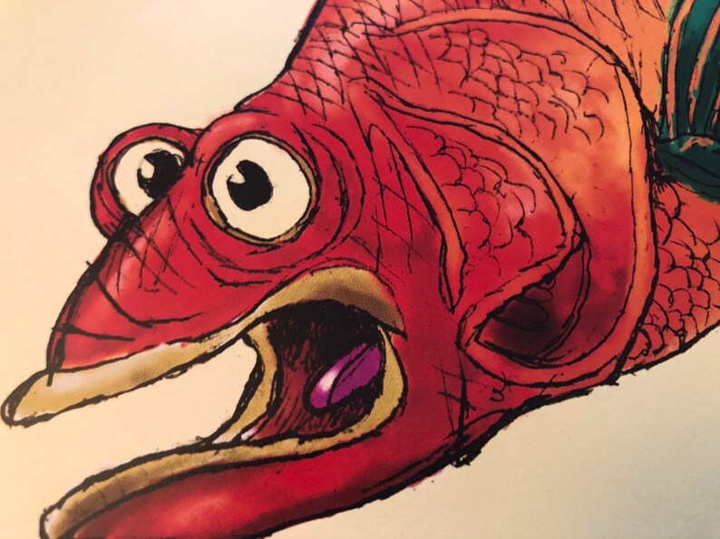 Red-Headed Screaming Snogfish signed print on bright paper using archival ink. 12X18. National Award Winning work by Rich Powell image 3