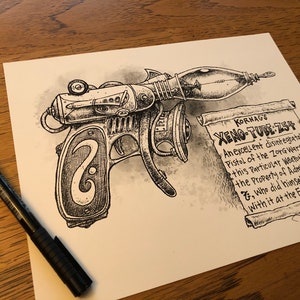 Xeno-Tube: Z54 Raygun, 8.5X11, Signed Print frameable to 8X10 image 2