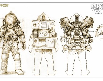 Outpost Spacesuits Print 11X17