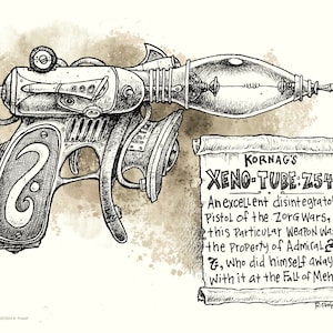 Xeno-Tube: Z54 Raygun, 8.5X11, Signed Print frameable to 8X10 image 1