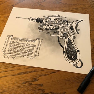 Bveks Chrono-Duster Raygun, 8.5X11, Signed Print frameable to 8X10 image 2