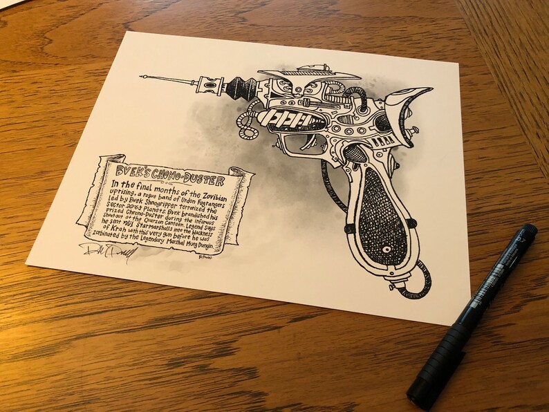 Bveks Chrono-Duster Raygun, 8.5X11, Signed Print frameable to 8X10 image 2