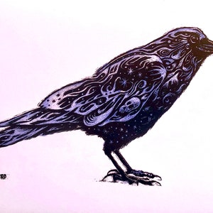 Impression signée corbeau 8 X 10