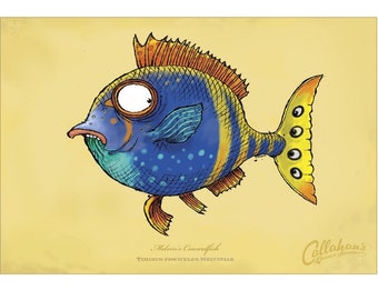 Cowardfish! signed print on bright paper using archival ink. 12X18”. National Award Winning work by Rich Powell