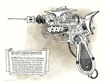 Bvek’s Chrono-Duster Raygun, 8.5X11, Signed Print (frameable to 8X10)