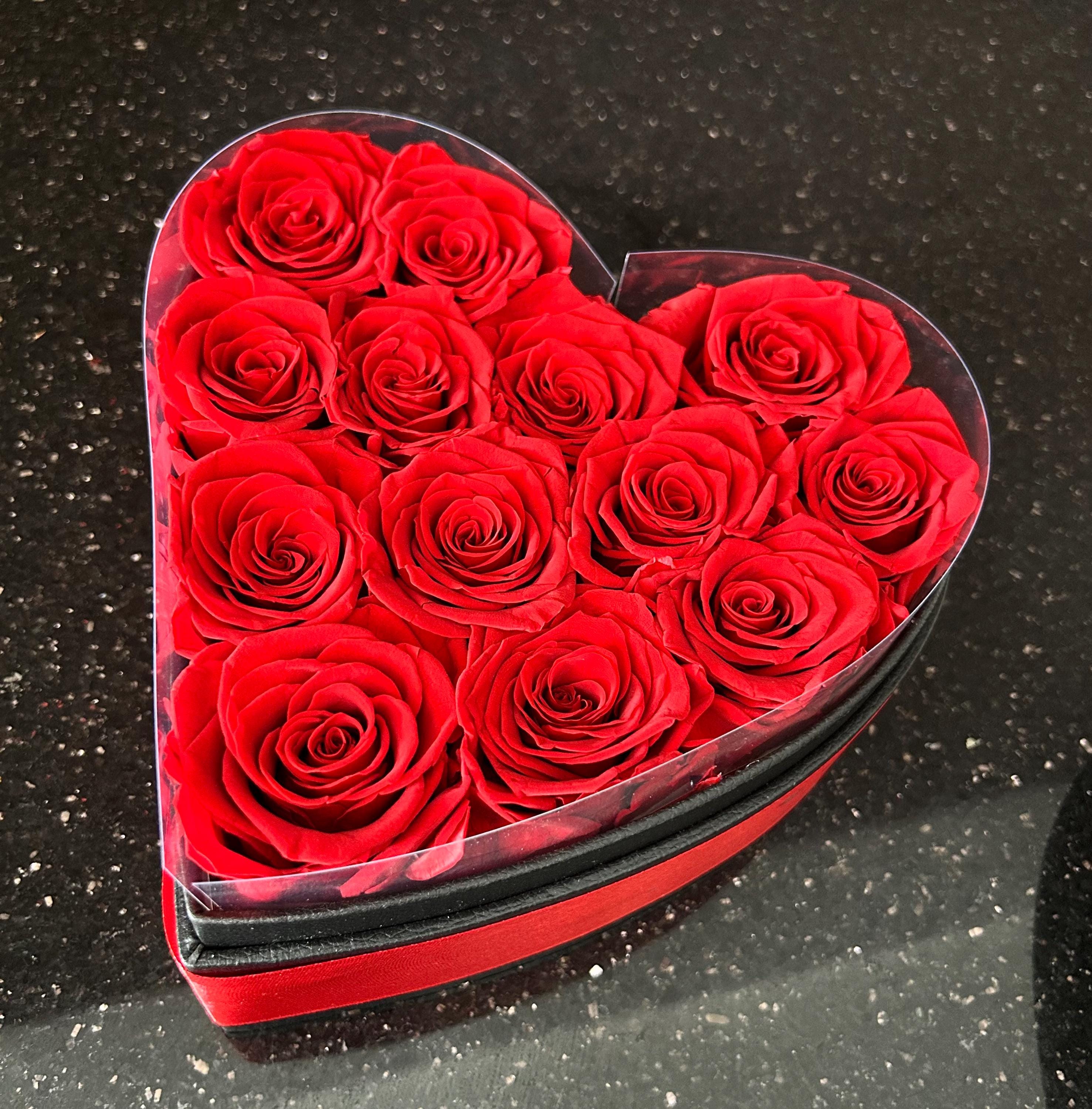 Eternal Real Roses Heart Shape Box Valentine’s Day Gift Set With Gold ...