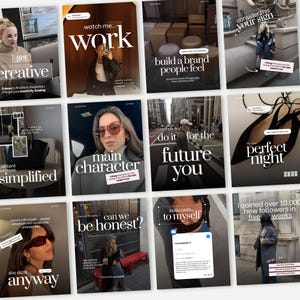 Esthetische, neutrale Instagram-sjablonen voor Canva, op Pinterest geïnspireerde sjablonen voor social media-berichten, een krachtige content creator kit, moderne feed-ontwerpen