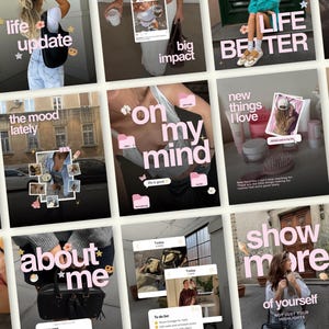 Modèles de publications Instagram viraux pour iOS, typographie de titre rose pour Canva, modèles attrayants pour les créateurs de contenu, les influenceurs et le contenu généré par les utilisateurs