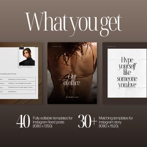 Dark Luxury Instagram Templates Canva, High-End Social Media Kit, Aesthetic Posts Stories and Carousels for Coaches, Brands and Creators image 3