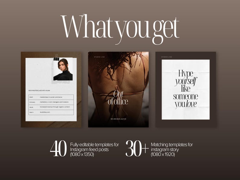 Dark Luxury Instagram Templates Canva, High-End Social Media Kit, Aesthetic Posts Stories and Carousels for Coaches, Brands and Creators image 3