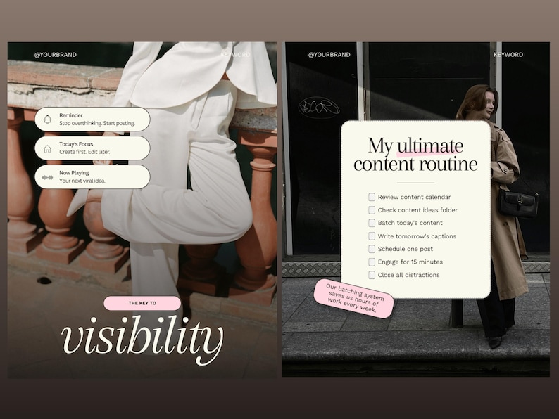 Editorial Instagram Templates Canva, Cream & Pink Aesthetic Social Media Kit, Posts, Stories and Carousels for Content Creators and Coaches image 15