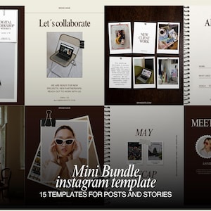 Dark Brown Mini Kit Instagram Templates | Editorial Canva Posts, Stories (Digital Download)