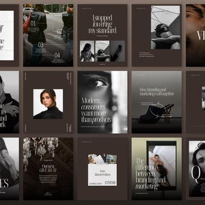 Mörka lyxiga Instagram-mallar, avancerat redaktionellt Canva-kit (digital nedladdning)