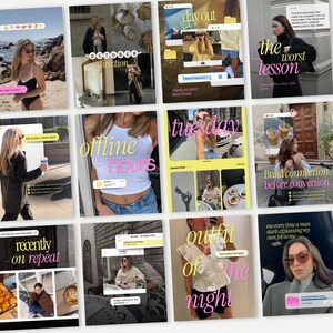 Leuchtend gelbe und pinke Instagram-Post-Vorlagen von Canva, iOS Core Social Media Kit, trendige Instagram-Designs für Content-Ersteller und Social-Media-Manager