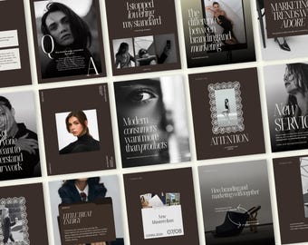 Dark Luxury Instagram Templates Canva, High-End Social Media Kit, Aesthetic Posts Stories and Carousels for Coaches, Brands and Creators