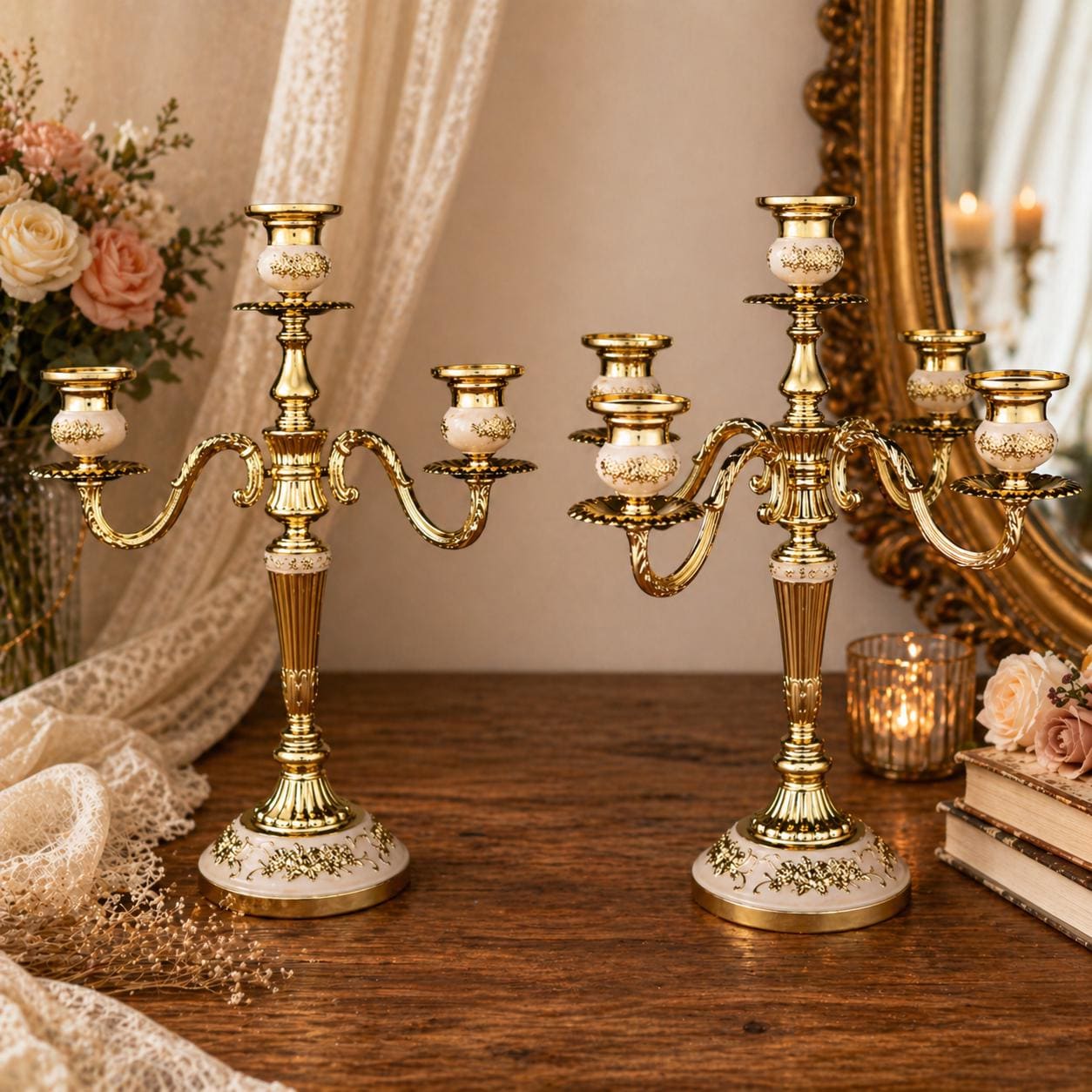 Gold Ceramic Candelabra