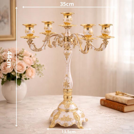 Goldener Barock-Kandelaber, 3- oder 5-armiger europäischer Retro-Kerzenständer, luxuriöses Tischgesteck für Hochzeiten, Kerzenhalter für Hotels und Restaurants, elegante Wohndekoration