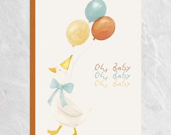Tarjeta para Baby Shower con diseño de Ganso / Imprimible caprichoso de 5x7 (Descarga digital)
