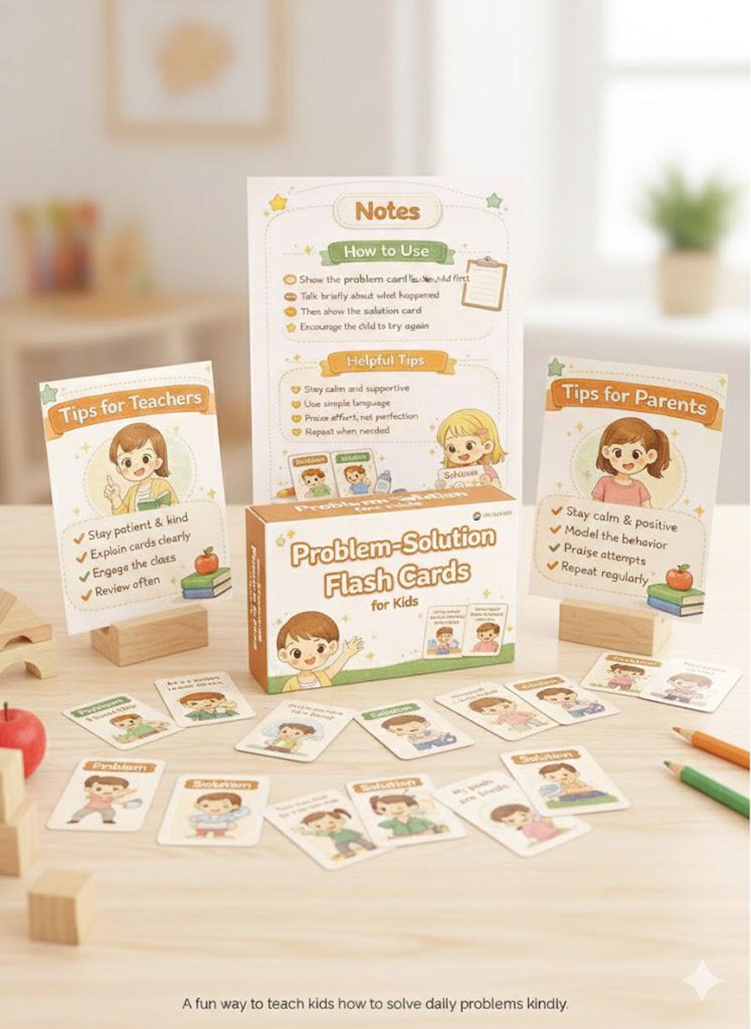 Problem Flashcard Problem–solution Flash Cards for Kids (ages 3–6) | Behavior Management ...