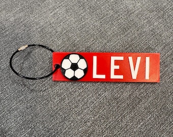 Personalized soccer keychain/ Bag Tag