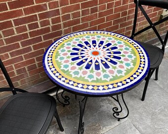 Handmade Moroccan Zellige Mosaic Table – Custom Tile Art